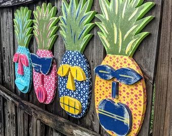 TheSavvyShopper1 - Etsy Tiki Masks, Tiki Bar Signs, Pineapple Lovers, Tropical Wall Decor, Pineapple Gifts, Tiki Decor, Tiki Bar Decor, Tiki Art, Fiesta Tropical