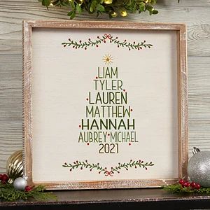 Personalized Wood Wall Art | Personalization Mall Diy Christmas Wall, Family Christmas Tree, Christmas Clearance, Holiday Wall Art, Unique Christmas Trees, Personalised Frames, Barn Wood Frames, House Decorating, Christmas Tree Design