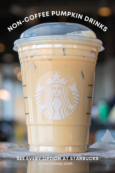 12 Non-Coffee Pumpkin Drinks at Starbucks Starbucks Chai Pumpkin Spice, Pumpkin Spice Steamer, Caffeine Free Fall Starbucks Drinks, Starbucks Pumpkin Spice Chai Tea Latte, Fall Starbucks Drinks Without Coffee, Non Coffee Starbucks Drinks Fall, Starbucks Pumpkin Chai Tea Latte, Fall Starbucks Drinks No Coffee, Starbucks Non Coffee Drinks