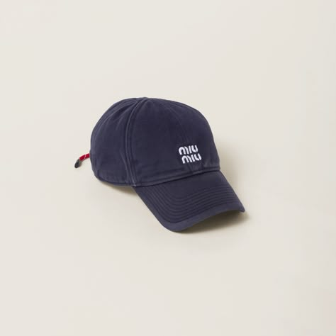 Blue/red Denim Baseball Cap | Miu Miu Navy Hair Accessories, Miu Miu Logo, Navy Hair, Summer Club, Denim Bucket Hat, Denim Baseball Cap, Red Denim, Gloves For Women, Winter Essentials