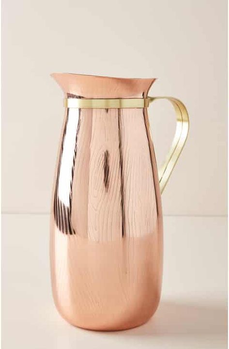 Apartment Finds, Copper Kitchen Accessories, Rose Gold Kitchen, Brass Pitcher, Pvc Pipe Crafts, Cutlery Design, Copper Utensils, Anthropologie Home, Copper Decor