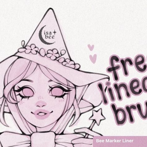 isabee on Instagram: "I created a brush similar to a marker pen (my favorite type) and you guys can have it for free! 💖  ‼️ The brush is in my kofi shop - link in bio.  Or just comment LINK and I will send you the link ✨  Info: The brush is for Procreate. You can also leave a little tip if you want! Also consider following me on my kofi and here too ☺️💖  #kofi #kofishop #brush #freebrush #freebie #witchart #cuteart #procreatebrush" Creating Procreate Brushes, Best Free Procreate Brushes, Free Procreate Brushes Sketching, Procreate Pens Free, Free Csp Brushes, Good Procreate Brushes, Procreate Brushes For Lineart, Procreate Brushes Free Lineart, Line Art Brushes Procreate