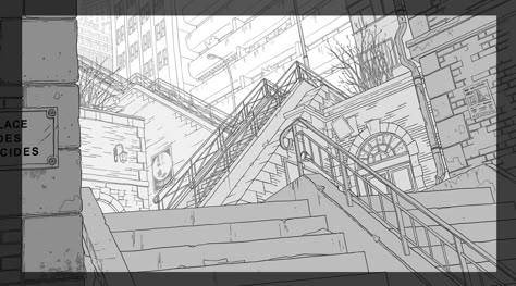 Layout Design Animation, Background Reference Drawing, Background Layout Design, Layout Animation, Animation Layout, Environment Sketch, Game Background Art, Animation Portfolio, Traditional Animation