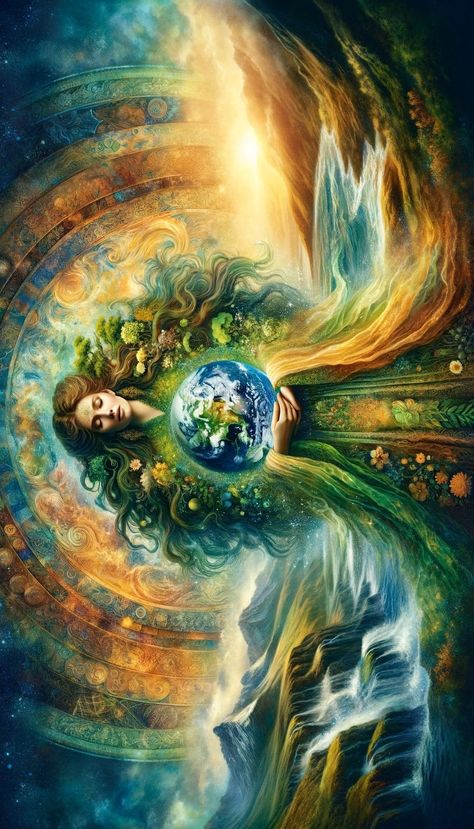 Mother Nature Art Goddesses, Mother Nature Goddess, Gaia Goddess, Mother Earth Art, Postal Vintage, Spirited Art, Earth Art, Feminine Art, Futuristic Art