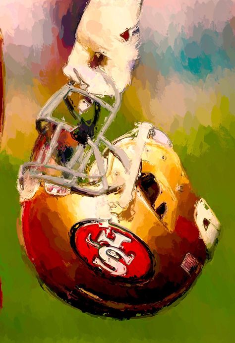 San Francisco 49ers Art, 49ers Nation, Nfl 49ers, Christian Mccaffrey, 49ers Football, Sf 49ers, Paint Nite, Football Art, Creative Painting