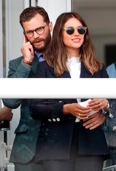 Jamie Dornan and wife Amelia Warner put on seriously stylish display at Cheltenham - Independent.ie Jamie Dornan Kids, Amelia Warner Jamie Dornan, Jamie Dornan And Wife, Amelia Warner, Nick Bateman, Cheltenham Festival, Celebrities Humor, Christian Grey, Michael Fassbender