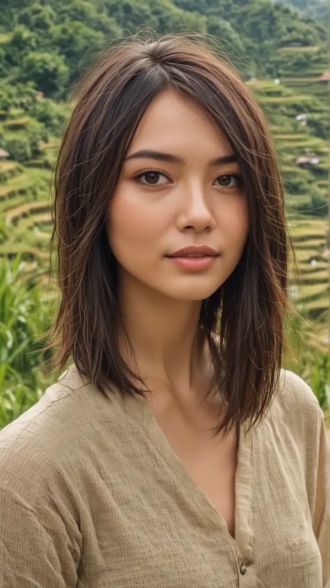 23 Flattering Bob Haircuts for Round Faces: Styles and Care Tips Asian Lob With Bangs, Long Bob Asian Hair, Short Hair Round Face Asian, Asian Lob Haircut, Shoulder Length Hair With Side Bangs, Lob 2024, Bob Haircut Round Face, Haircut Round Face, Asian Bob Haircut