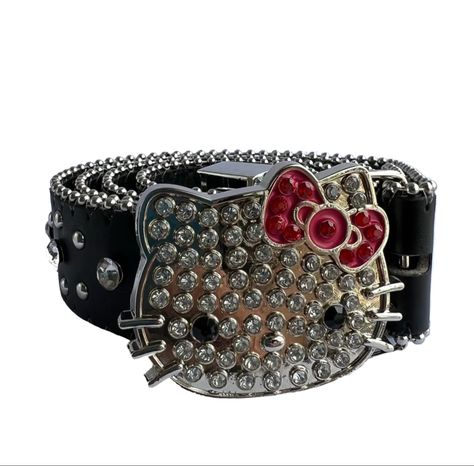 Lucio 101, Slay Clothes, Hello Kitty Belt, Hello Kitty Rhinestone, Hello Kitty Y2k, Y2k Belt, Bling Belts, Dr Closet, Ideal Closet