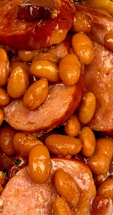 Crockpot Kielbasa And Beans, Kielbasa And Baked Beans, Baked Beans With Kielbasa, Smoked Sausage And Beans, Kielbasa And Beans Recipes, Beans And Kielbasa Recipe, Kielbasa Beans, Recipes With Kielbasa Sausage, Polish Kielbasa Recipes