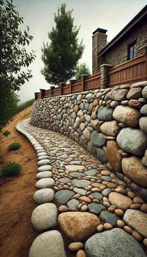 15 Brilliant Fence on Slope Ideas for a Stunning Yard Makeover 32 Stone Fence Ideas, Diy Garden Flowers, Fence On Slope, Sloped Garden Ideas, Gardening Hacks Diy, Yard Makeover, Landscaping A Slope, Trellis Fence, Sloped Yard