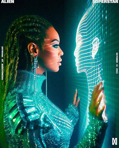 She's the alien superstar we all need🧚🏽‍♀️🦾🪩 #artificialintelligence #beyonce #queenbey #renaissanceworldtour #music #fashion | Instagram Beyonce Performance, Alien Superstar, Queen Bee Beyonce, Urban Beauty, Nyc Aesthetic, Queen Pictures, Beyonce Queen, Queen Bey, Kitty Games