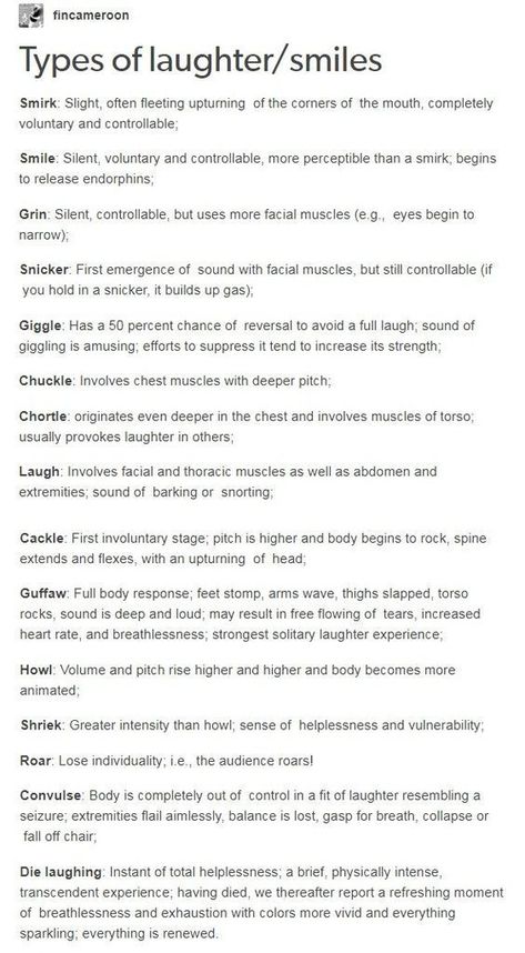 Words Other Than Beautiful, Awkward Writing Prompts, Smiled Synonyms, Other Words For Laughing, Different Types Of Laughs Writing, Describing Smiles Writing, Different Types Of Smiles Writing, Ways To Describe Skin Color Writing, Head Cannons For Ocs