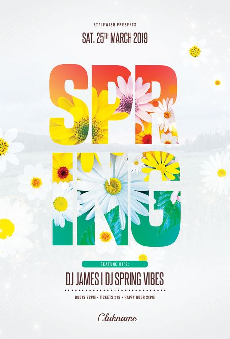 Spring Ads Design, Spring Advertising Design, Spring Flyer Design, Spring Design Poster, Happy Poster Design, Spring Event Poster, Spring Email Design, Music Festival Poster Design Inspiration, Spring Design Graphic