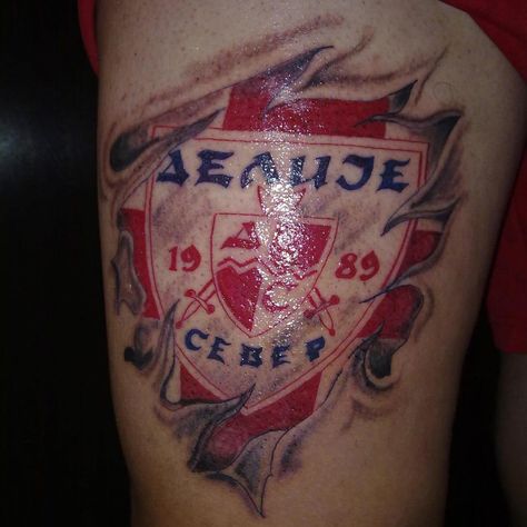 Delije Sever Tattoo, Red Star Belgrade, Crvena Zvezda, Birthday Friend, Happy Birthday Friend, Happy Days, Red Star, Sleeve Tattoos, Fantasy Art