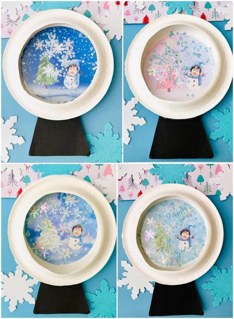 Snow Globe Paper Craft - Make Magical Memories Snowglobe Printable, Snowglobe Art, Snowglobe Craft, Snow Globe Crafts, Paper Plate Craft, Globe Crafts, December Crafts, Holiday Lessons, Winter Craft