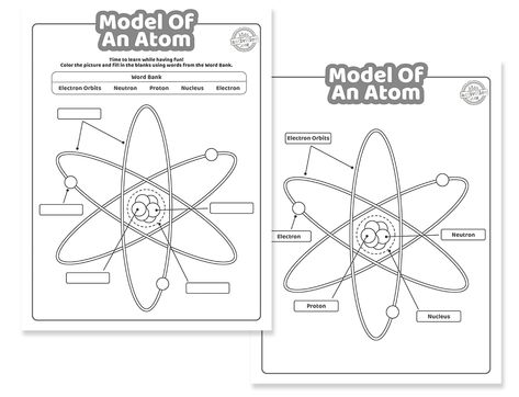 Parts Of An Atom Worksheet, Atom Project Ideas Models Middle School, Atoms Project, Atoms And Molecules For Kids, Atom Activities, Atom Model Project, Physics Activities, Atom Model, Chemistry For Kids