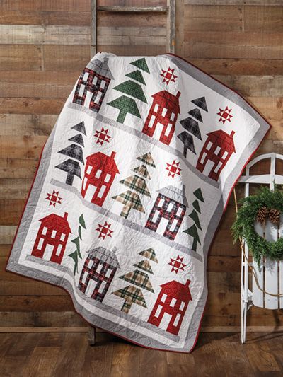 Christmas Quilt Patterns - Winter Quilting Patterns - Page 1 Diy Christmas Quilt, Tree Quilt Pattern, Quilt Pattern Book, Farm Quilt, Christmas Quilt Patterns, Holiday Quilts, House Quilts, Tree Quilt, Winter Quilts