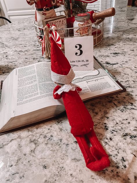 Elf Reading, Elf And Jesus Ideas, Elf On The Shelf Ideas Christian, Elf On The Shelf Ideas Kids, Christian Ideas For Elf On The Shelf, Elf On The Shelf Read Me A Book, Elf Bible Ideas, Elf On The Shelf Christian Ideas, Elf On The Shelf Reading A Book