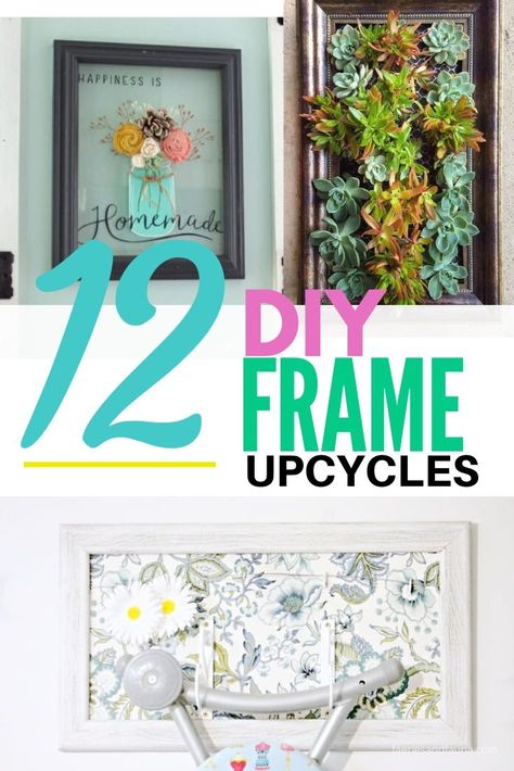 Picture Frame Upcycle, Repurpose Picture Frames Diy, Frame Craft Ideas, Frame Upcycle, Diy Picture Frames Crafts, Repurpose Picture Frames, Upcycle Frames, Big Picture Frames, Picture Frame Ideas