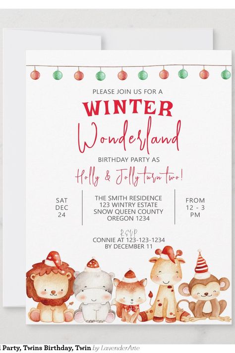 Winter Wonderland Party, Twins Birthday, Twin Invitation Winter Wonderland Birthday Party, Winter Wonderland Birthday, Twins Birthday, Winter Wonderland Party, Twin Birthday, Wonderland Party, December 11, Snow Queen, Dec 12