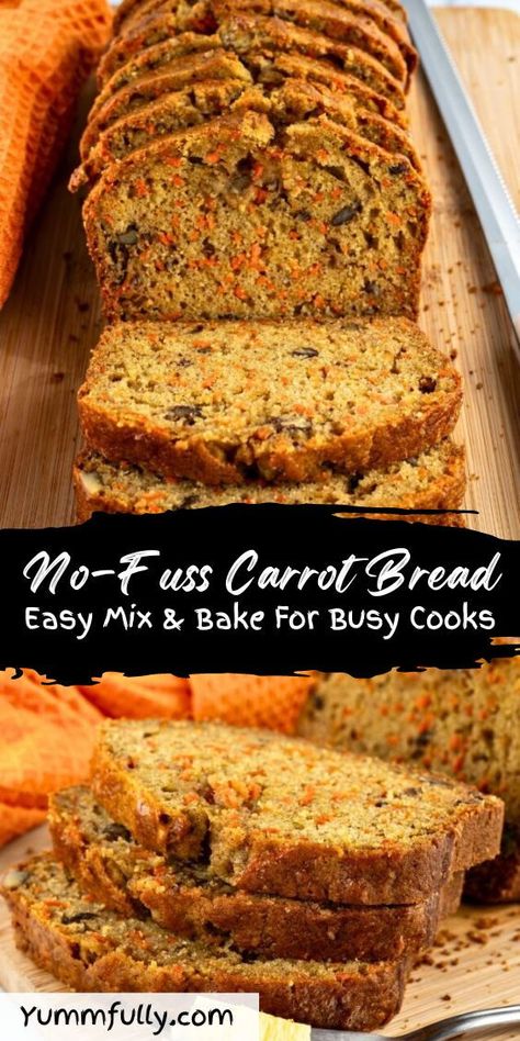 This fool-proof recipe for moist carrot cake is perfect for busy days when you want a sweet treat without the hassle of having to bake a complicated dessert. It’s a fall favorite, but perfect for any time of the year. Fresh carrots never tasted this good! Carrot Nut Bread, Carrot Bread Recipe, Carrot Cake Bread, Pumpkin Cranberry Bread, Fast Metabolism Recipes, Applesauce Bread, Carrot Bread, Thanksgiving 2022, Spiced Carrots