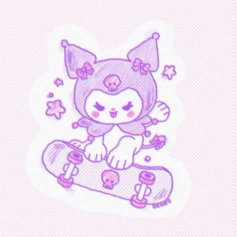 Kuromi doing a sick af trick on her skateboard for #peachtober24 . #peachtober24wheel #sanrio #sanrioaesthetic #sanrioart #kuromi #kuromiart #doodleartist #garabatos Kuromi Illustration, Kuromi Art, Sanrio Aesthetic, Made By Me, Skateboard, Illustration Art, Doodles, Quick Saves, Art