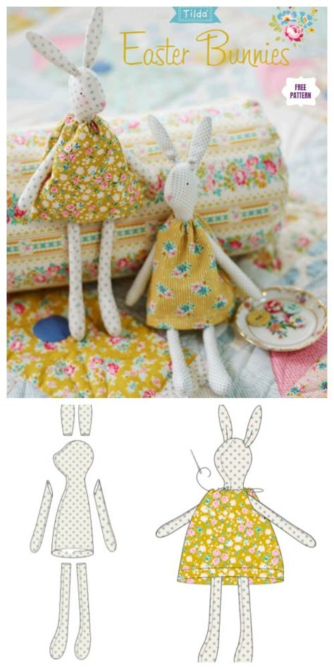 Sewing Soft Toys, Easter Sewing, Vintage Easter Bunny, Doll Patterns Free, Bantal Sofa, Costura Diy, Fabric Toys, Doll Sewing Patterns, Easter Crafts Diy