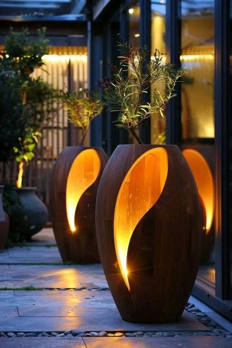 (10) Facebook Biophilic Furniture, Planter Lights, Lamp Furniture, Pedestal Planter, Modern Restaurant Design, Concrete Plant Pots, Hot Tub Garden, Planting Pot, Garden Decor Projects