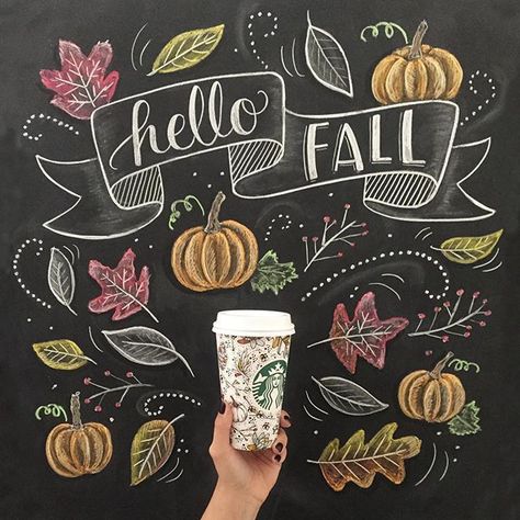 LOVE this FALL Chalk print. So Lovely!!! Fall Chalkboard Art, Coffee Chalkboard, Chalk Prints, Fall Chalkboard, Chalkboard Doodles, Blackboard Art, Kitchen Chalkboard, Chalk Sign, Chalk Wall