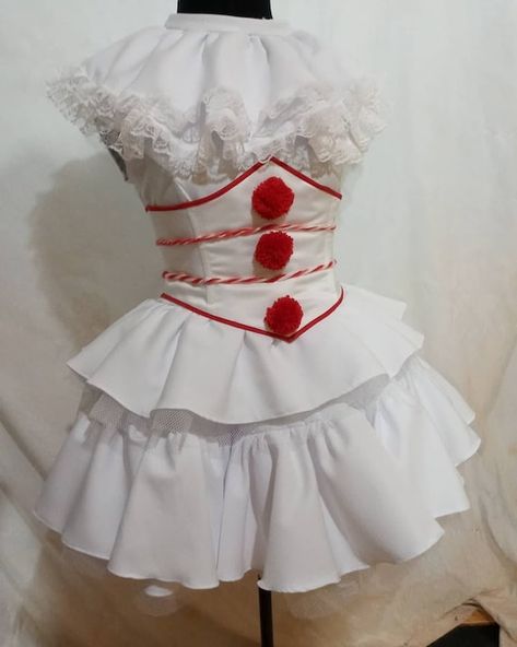 It Clown Halloween Costumes, Penny Wise Costume Women, Pennywise Female, Pennywise Outfit, It Pennywise Costume, Belle Blue Dress Costume, Pennywise Halloween Costume, Pennywise Cosplay, Belle Blue Dress