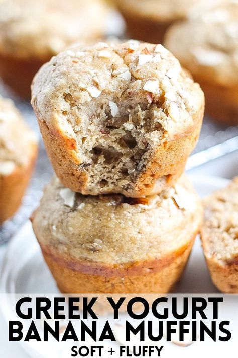 Yogurt Banana Muffins, Greek Yogurt Banana Muffins, Banana Almond Muffins, Banana Yogurt Muffins, Yoghurt Muffins, Greek Yogurt Muffins, Yogurt Banana, Almond Muffins, Healthy Banana Muffins