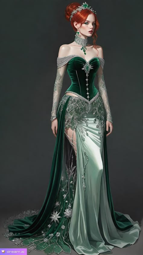 Green Corset Outfit, Acotar Cosplay, Queen Outfits Royal, Queen Dress Gowns, Different Wedding Dresses, Queen Outfits, Gala Outfit, Queen Dresses, Best Winter Outfits