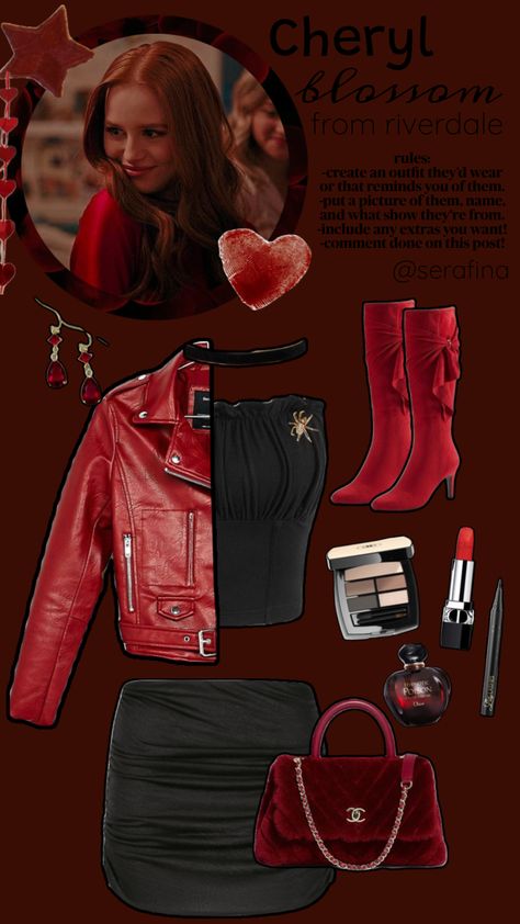 @serafina #cherylblossom #cheryl #blossom #outfitinspo #red #riverdale #riverdalecast #comp Cheryl Blossom Outfits, Cheryl Bombshell, Riverdale Outfits, Blossom Aesthetic, Cheryl Blossom Aesthetic, Riverdale Cheryl, Riverdale Cast, Madelaine Petsch, Cheryl Blossom