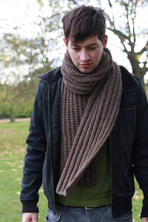 Men's Chunky Scarf - Zukas Scarfs Knitted, Mens Scarf Knitting Pattern, Crochet Mens Scarf, Mens Knitted Scarf, Simple Scarf Crochet Pattern, Crochet Scarf Easy, Crochet Men, Scarf Chunky, Scarf For Men