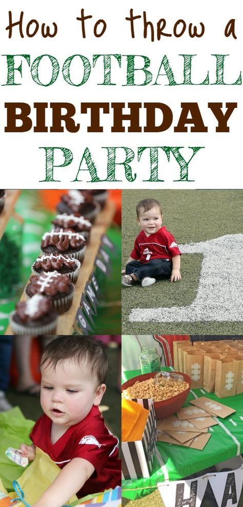 First Year Down Birthday Party Football Birthday Party Theme, Toddler Birthday Party Themes, Football Theme Birthday, Football First Birthday, Birthday Football, Football Party Decorations, Baby Boy 1st Birthday Party, Football Birthday Party, Toddler Birthday Party