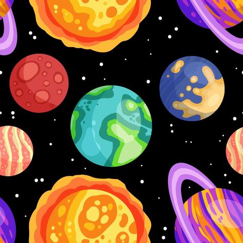 Planets Digital Art, Trippy Planets, Planet Mural, Circle Cartoon, Cartoon Earth, About Planets, Circle Artwork, Planet Drawing, Circle Drawing