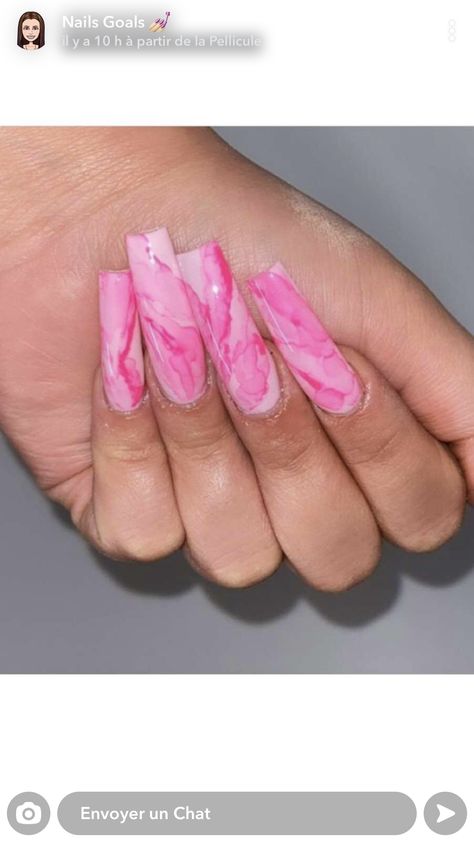 Pink Marble Nails, Neon Pink Nails, Neon Acrylic Nails, Hot Pink Nails, Marble Nails, Acrylic Nails Coffin, Funky Nails, Pink Marble, Coffin Nails