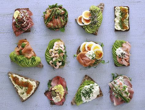 Open Sandwiches: Smørrebrød - ScandiKitchen Work Appetizers, Open Sandwiches, Open Sandwich, Open Faced Sandwich, Norwegian Food, Beetroot Salad, Scandinavian Food, Danish Food, Charcuterie Recipes