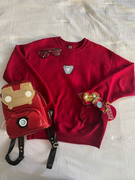 Iron Man Outfit, Iron Man Disneybound, Iron Man Outfits Women, Marvel Disneybound, Iron Man Aesthetic, Iron Man Hoodie, Disneyland Costumes, Clothing Branding Design, Marvel Inspired Outfits