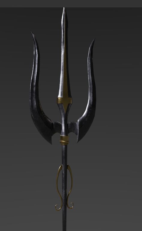 ArtStation - Spear/Trident Weapons Anathema Trident Pose Reference, Trident Concept Art, Spear Aesthetic, Greek Spear, Trident Spear, Mythical Jewelry, Character Props, Greek Mythology Gods, Indian Art Paintings