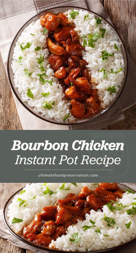 Instant Pot Bourbon Chicken, Chicken Instant Pot Recipe, Easy Dinner Recipes For Two, Chicken Instant Pot, Bourbon Chicken Recipe, Vegan Instant Pot Recipes, Make Ahead Freezer Meals, Bourbon Chicken, Healthy Freezer Meals