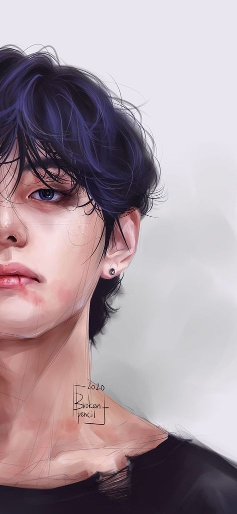 Taehyung Illustration Art, Taehyung's Art, Bts Wallpaper Desktop, Cover Wattpad, Taehyung Fanart, Fanart Bts, Bts Art, Vkook Fanart, Kpop Drawings