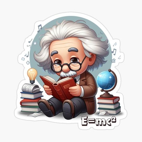 Albert Einstein Cartoon by MusesWhispers | Redbubble Albert Einstein Drawing Cartoon, Albert Einstein Cartoon, Funny Cartoon Characters, Doodle Frames, Gift For Your Girlfriend, Alphabet Blocks, Pinterest Ideas, Mugs Stickers, Anime Stickers