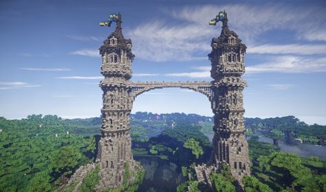 The Twins Medieval Towers Minecraft Project Towers Minecraft, Medieval Towers, Minecraft Tower, Villa Minecraft, Construction Minecraft, Minecraft Kingdom, Minecraft Statues, Mc Builds, Minecraft Structures