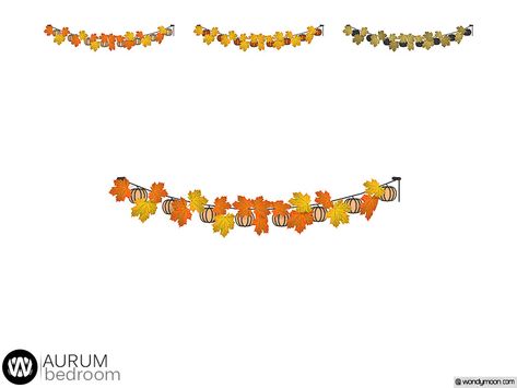 wondymoon's Aurum Hanging Leaves and Pumpkins Sims 4 Fall Decor, Minimal Fall Decor, Witch Lighting, Hanging Leaves, Autumn Garland, Halloween City, Best Sims, Wallpaper Stickers, Cozy Autumn