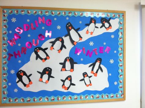 Winter bulletin board Penguin Template, Craft Penguin, December Bulletin Boards, Penguin Facts, Birthday Board Classroom, Christmas Bulletin Boards, Preschool Boards, January Bulletin Boards, Winter Bulletin