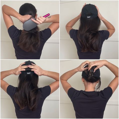 This Cute Claw-Clip Hat Hack Went Viral on TikTok, and I Totally Get Why Claw Clip Hat Trick, Baseball Cap Claw Clip, Claw Clip Baseball Hat, Claw Clip With Baseball Cap, Ball Cap Hair, Hair With Claw Clip, Hairstyles Claw Clip, Hairstyles Vacation, Cute Bandana Hairstyles