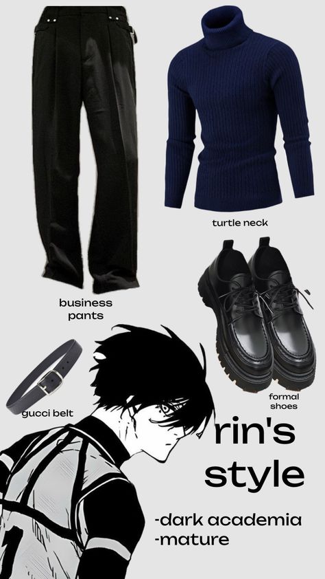 #rin #style #bluelock Anime Men Fashion, Rin Itoshi Aesthetic, Kpop Guy Outfits, Rin Itoshi X Y/n, Rin Blue Lock, Anime Fits, Blue Outfit Ideas, Itoshi Rin, Rin Itoshi