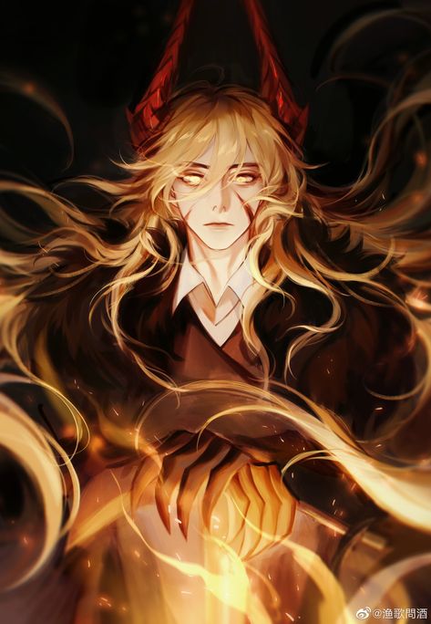 Blonde Demon Male, Male Demon Oc, Male Demon, Fantasy Art Couples, Anime Demon Boy, Demon Art, Fantasy Male, Digital Art Anime, Anime Drawings Boy