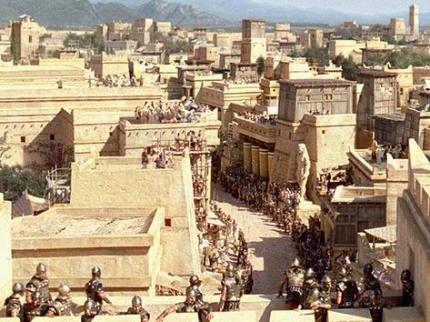 Ancient Troy, Ancient Greece Aesthetic, City Of Troy, Ancient Egyptian Architecture, Epic Film, Structure Architecture, Scene Design, Fantasy Art Landscapes, High Fantasy